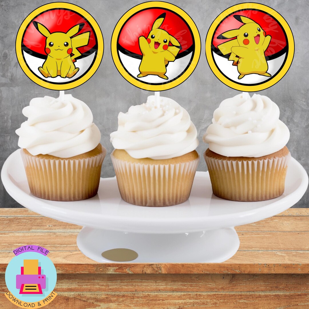 Pokemon Cupcake Topper, Pikachu Cupcake Topper, Instant Download ...