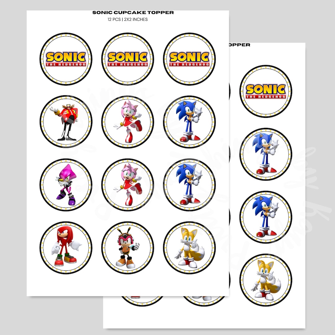 Sonic Printable, Sonic Cupcake Toppers, Instant Download Etsy