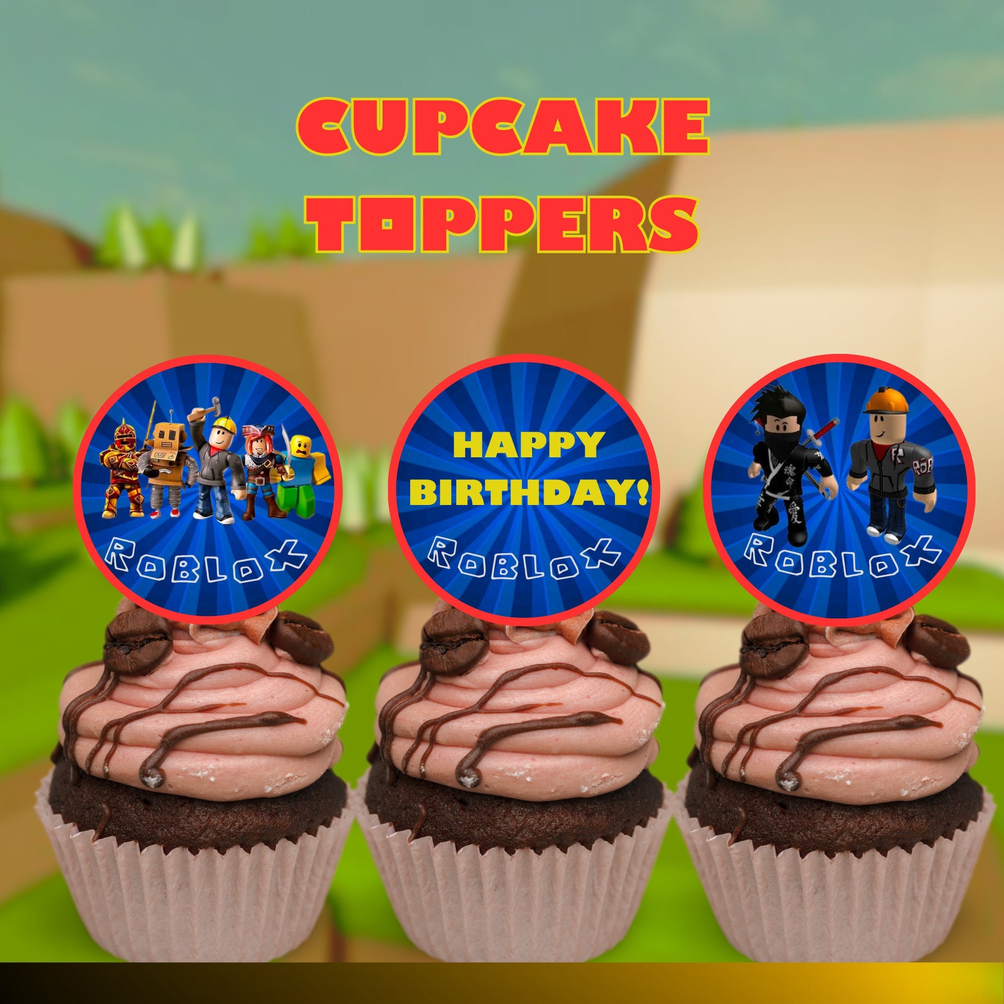 Roblox Cupcake Toppers, Roblox Birthday Topper, Gamer Cupcake Topper, Themed Party, Birthday ...