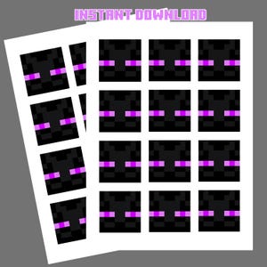 Minecrafter Enderman Cupcake Toppers | Printable Stickers & Favor Tags | Gamer Birthday Party Decorations | Digital Download