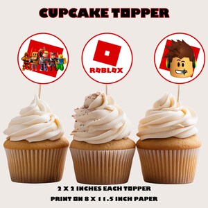 Red Roblox Cupcake Toppers, Roblox Birthday Topper, Gamer Topper, Instant Download, Digital file, Printable, 2x2 inches, PDF, PNG format