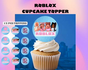 Pink & Blue Roblox Cupcake Toppers (Digital File)