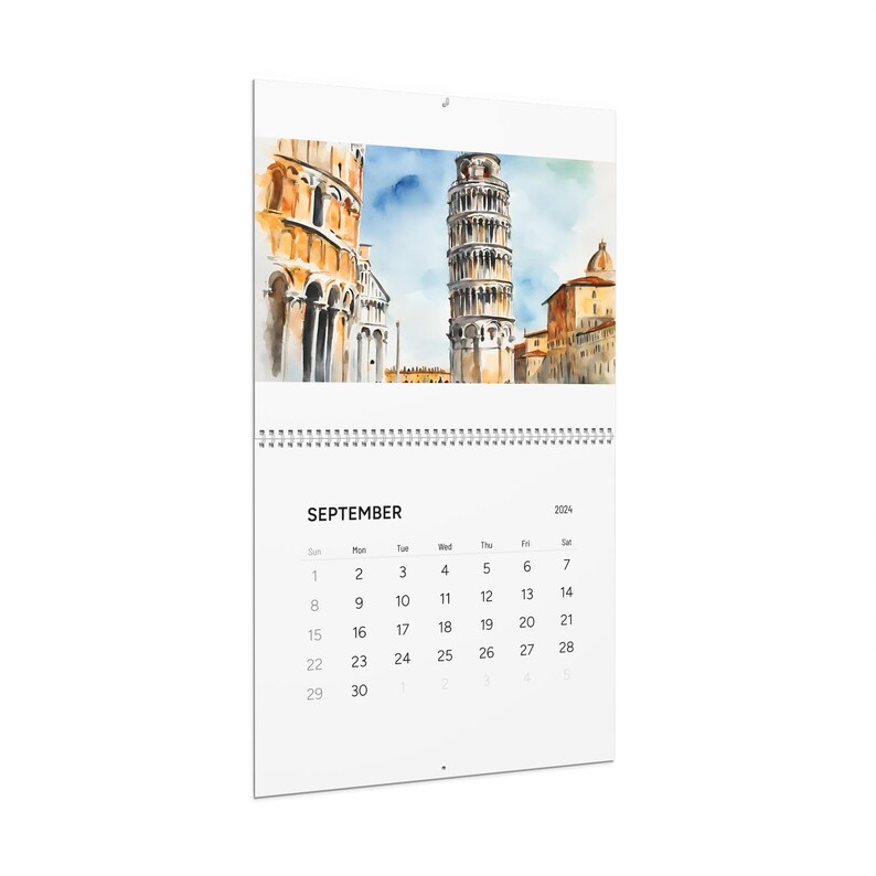 Wall Calendars 2024 Watercolor, Citys, Rome, Berlin, New York, Dubai