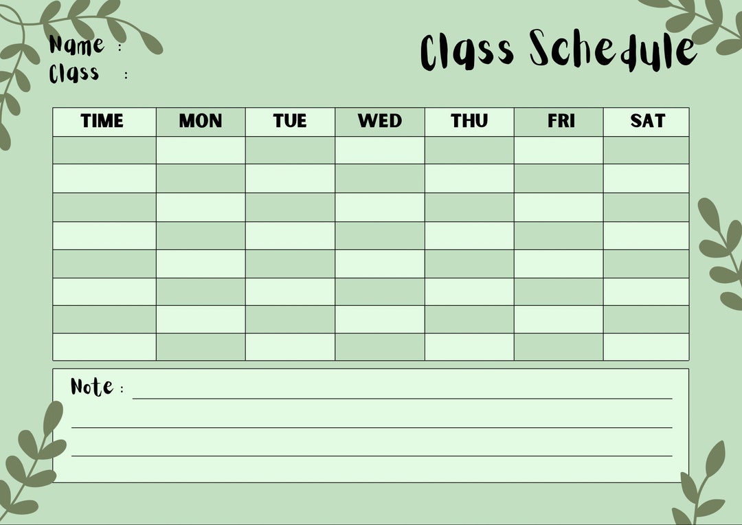 Pastel Class Timetable Etsy