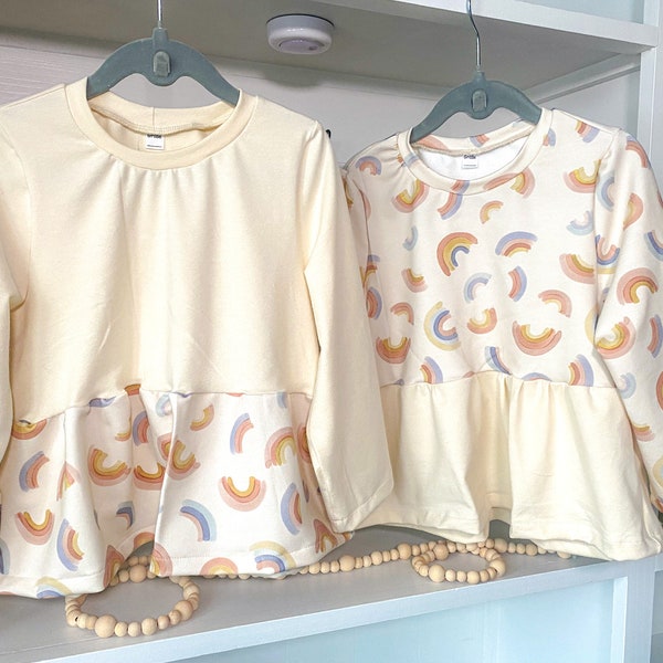 Pulloverkleid/ Sweaterkleid in Gr. 104- 152, Regenbogen Mädchenpullover