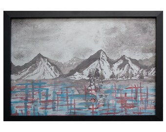 Original A4 Watercolour Landscape, Framed.