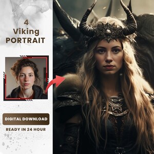 Portrait de femme viking personnalisé : style Renaissance personnalisé (téléchargement numérique)