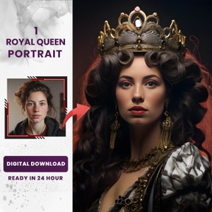 Personalized Royal Queen Portrait: Renaissance Custom Art (Digital Print)
