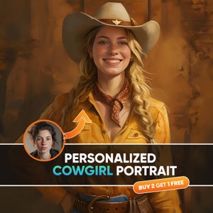 Custom Cowgirl Portrait From Photo, Western Art from Photo, Female Portrait, Birthday Gift for Her
