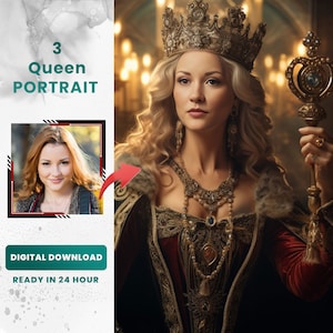 Custom Queen Royal Portrait from Photo | Queen Portrait | Custom Women Portrait |Digital Download