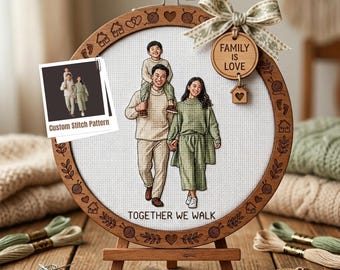 Custom Photo Cross Stitch Pattern, Personalized Family Stitch ( PDF Download )