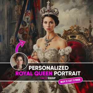 Custom Queen Portrait from Photo | Renaissance Portrait | Canvas Print | Mother's day gift | Birthday Gift for Her | Digital download