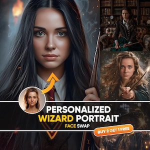 Portrait de fille magicienne personnalisé : cadeau d&#39;anniversaire personnalisé (téléchargement numérique)