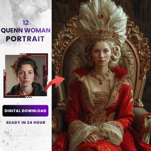 Custom Royal Queen Portrait: Personalized Photo Gift (Digital Download)