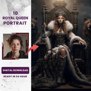 Custom Royal Queen Portrait from Photo - Renaissance Portrait - Canvas Print - Valentine's day gifts - Birthday Gift for Her