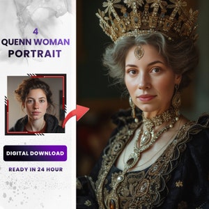 Custom Queen Portrait: Historical Royal Canvas Print (Digital Download)
