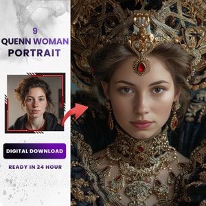 Custom Queen Portrait | Renaissance Style Royal Photo (Digital Download)