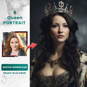 Personalized Queen Portrait: Custom Renaissance Royal Art (Digital Download)