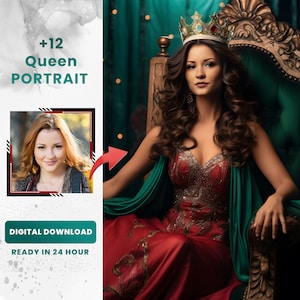 Custom Queen Royal Portrait from Photo, Renaissance Portrait, Custom Woman Portrait, Valentine's day gifts Custom