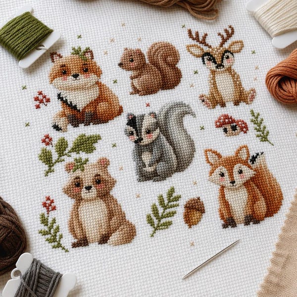 Woodland Animals Cross Stitch Pattern | Forest Friends PDF (Digital Download)