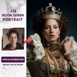 Custom Queen Royal Portrait from Photo, Renaissance Portrait, Custom Woman Portrait, Valentine's day gifts Custom