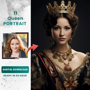 Personalized Queen Portrait: Custom Renaissance Royal Art (Digital Download)
