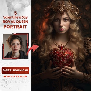 Individuell Renaissance Queen Portrait: Personalisierte Leinwand (Digitaler Download)