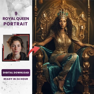 Portrait personnalisé de la reine de la Renaissance : impression sur toile royale personnalisée (téléchargement numérique)