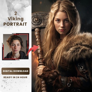 Portrait de femme viking personnalisé à partir de la photo | Art numérique personnalisé (téléchargement numérique)