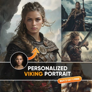Portrait de femme viking personnalisé | Art de la Renaissance personnalisé (téléchargement numérique)