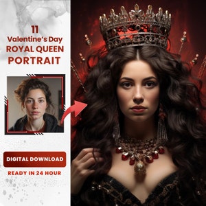 Custom Renaissance Queen Portrait: Royal Photo Canvas Art (Digital Download)