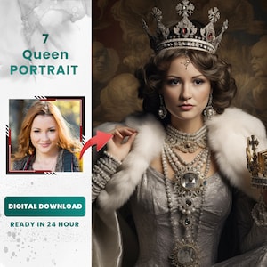 Individuell angefertigtes Renaissance Queen Portrait: Personalisierte königliche Leinwand Kunst (Digitaler Download)