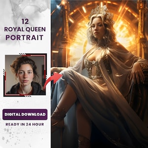 Custom Queen Royal Portrait from Photo - Renaissance Portrait - Canvas Print - Valentine's day gifts - Birthday Gift for Her