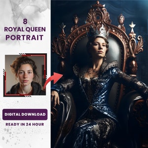 Portrait personnalisé de la reine royale : impression sur toile Renaissance personnalisée (téléchargement numérique)