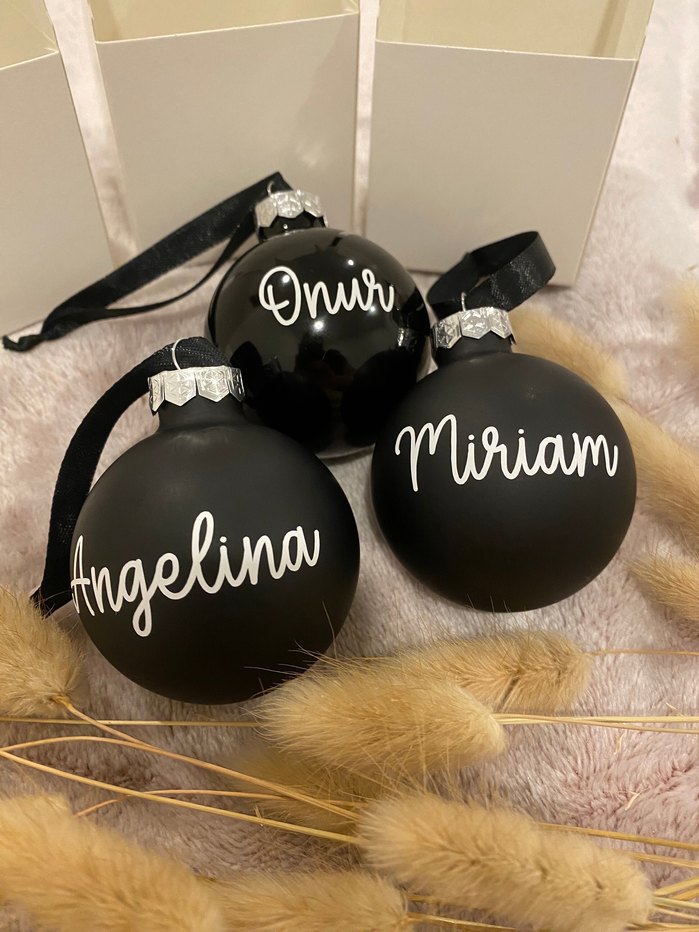 Personalized Christmas balls/glass balls in black to give as a gift - with desired personalization/Christmas/Christmas tree balls