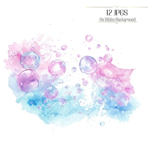 Watercolor Bubble Backgrounds in Pastel Tones for Digital Projects and Crafts, High-Quality 300 DPI JPGs