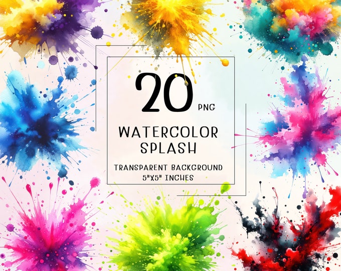 20 Watercolor Splash Clipart, Colorful Color Splash, PNG Transparent ...