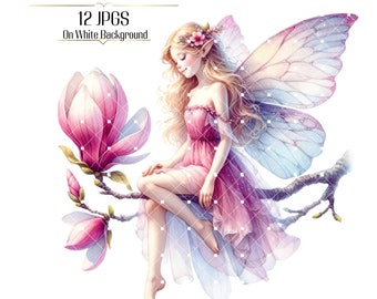 Fee Aquarell Clipart Set - hochauflösende JPGs (Instant Download)