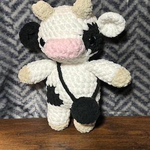 Crochet Cow Plushie: Custom Colors Available