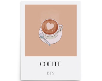 aesthetic kpop wall print - coffee version 2 - cute bts poster to brighten your room