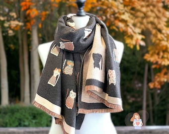 Soft Wool Cat Scarf | Soft Animal Pashmina Scarf | Non scratch Scarf | Gift for Cat Lover | Autumn Wooly Scarf | Non Itchy Scarf