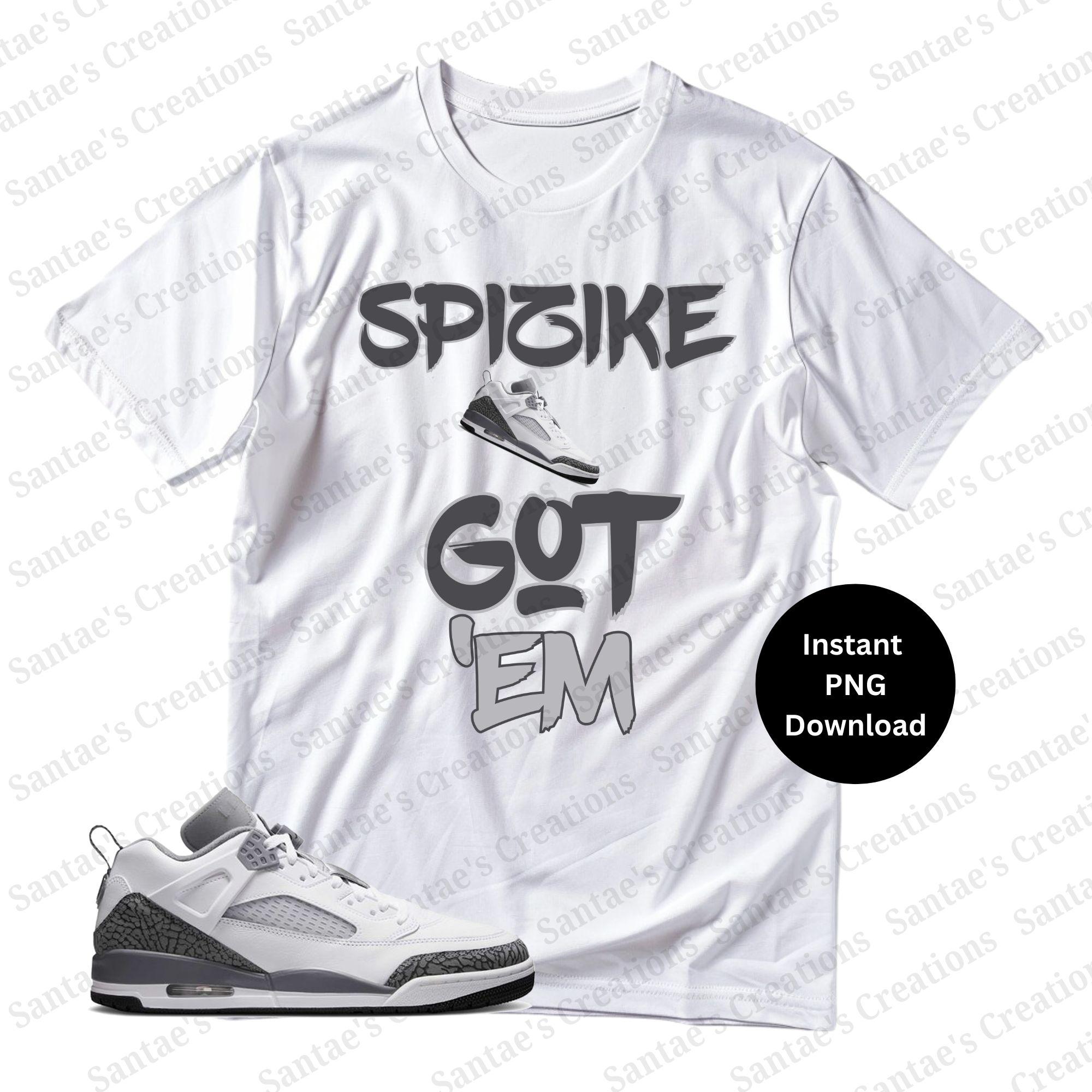 Spizike les a eu PNG | Baskets Jordan Match gris loup blanc | Conception de chemise J4 Spizike