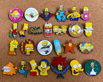 SET OF 26 The Simpsons 1.2" Enamel Pins - Brand New Homer, Marge, Bart, Lisa, Maggie, Mr. Burns, Sideshow Bob