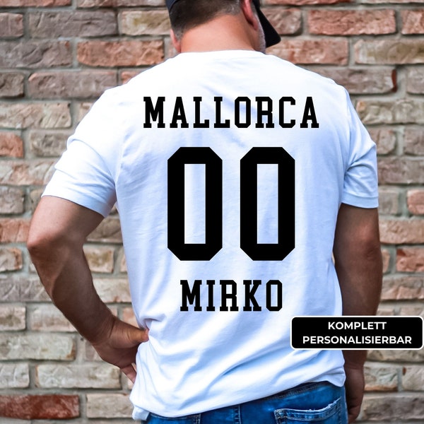 Mallorca Shirts, Mannschaft Trikot, Junggesellenabschied Herren, Personalisierbares T-Shirt, Ibiza, Ballermann Gruppenshirt, Malle T-Shirt