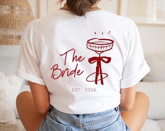 Hen Party Shirt for Women • The Bride & Bride Club • Personalized with Name and Estimated Date • Champagne Design • Hen Party T-Shirt