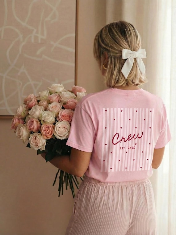 JGA Shirt Braut & Crew personalisiert – Name und Datum – Junggesellenabschied T‑Shirt Damen – Hochzeit Team Braut – personalisiertes Shirt