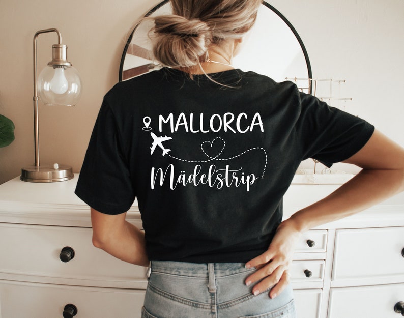 Mädelstrip Shirts, Girls Trip Shirts, Personalisierbares T-Shirt, Mallorca Shirts, Ibiza, Ballermann Gruppenshirt, Malle T-Shirt Schwarz
