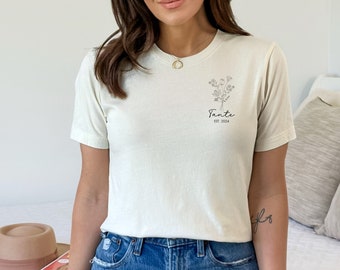 Tante Shirt mit Blumenstrauß & personalisiertem Datum - Ideales Geschenk zur Schwangerschaftsverkündung - Du wirst Tante