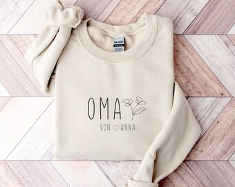 Oma Sweatshirt | Schwangerschaft verkünden | Du wirst Oma | Oma Hoodie | Enkel Name | Oma Shirt | Personalisiertes Geschenk