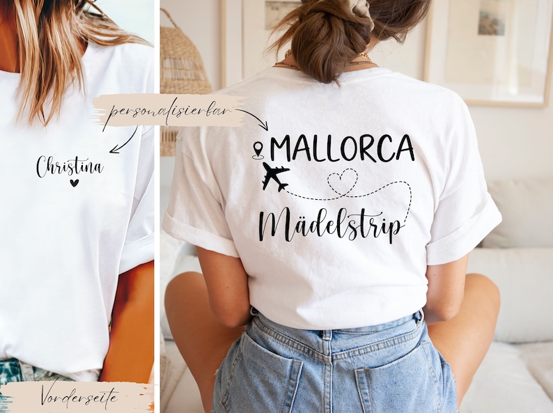Mädelstrip Shirts, Girls Trip Shirts, Personalisierbares T-Shirt, Mallorca Shirts, Ibiza, Ballermann Gruppenshirt, Malle T-Shirt Bild 1